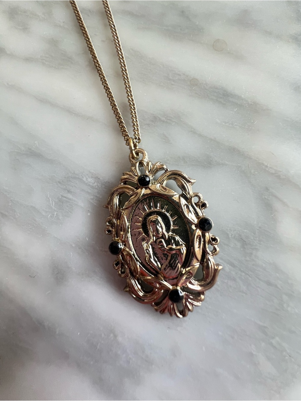 Avon Silver-Tone Religious Pendant Necklace - Silver